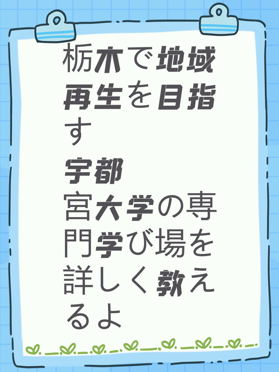 栃木で地域再生を目指す宇都宮大学の専門学び場を詳しく教えるよ
